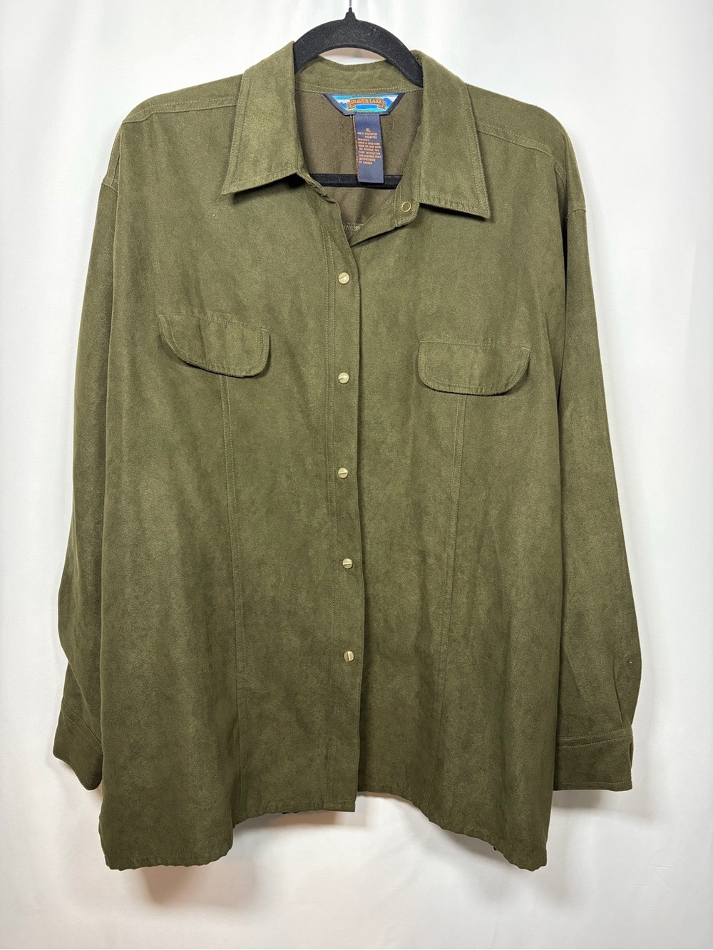 Shaver Lake Dark Evergreen Faux Suede Western Button-Down Collar Shirt Size XL
